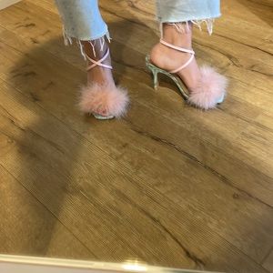 NEW - Cher 85 - Sophia webster leather, feather sandals